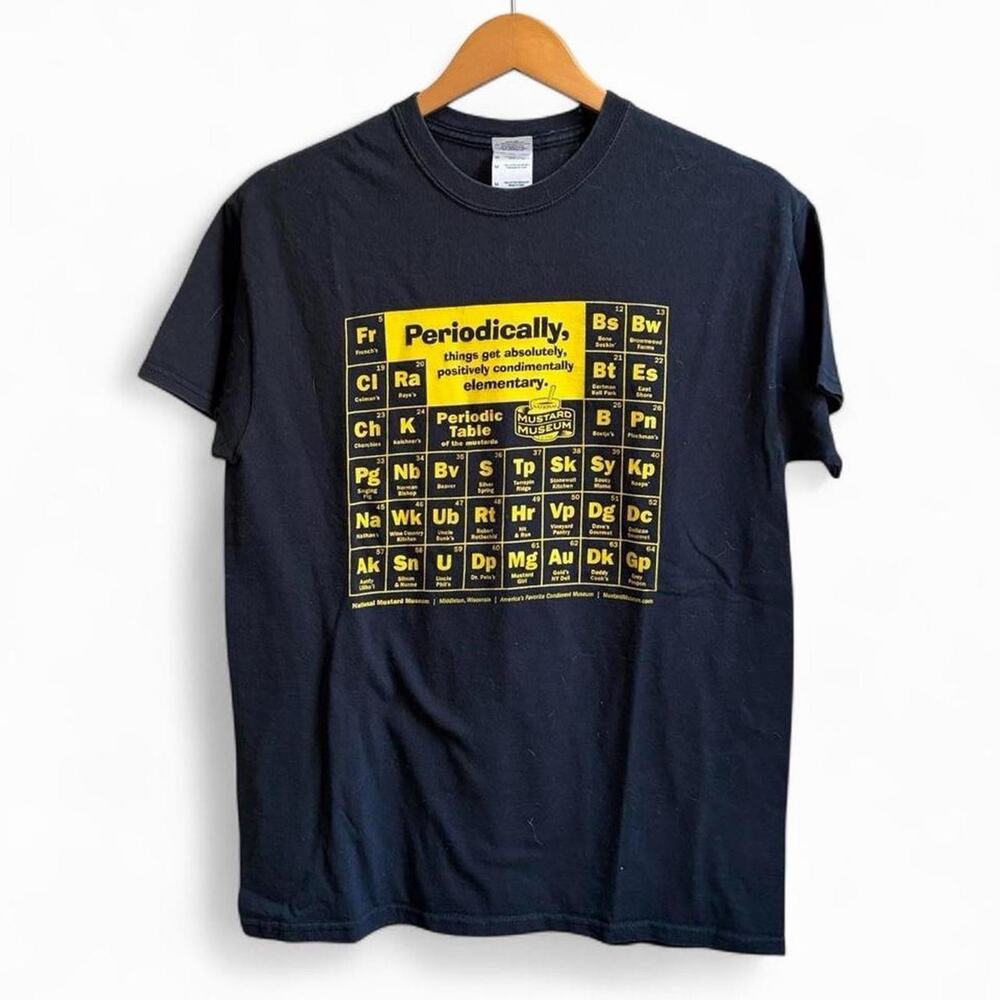 Vintage Y2K Mustard Museum Periodic Table Mens M Funny Humor Comedy Tee